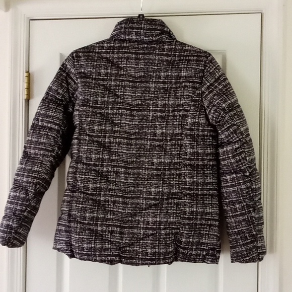 Lands End Black Tweed Print Down Puffer Jacket - Picture 6 of 8